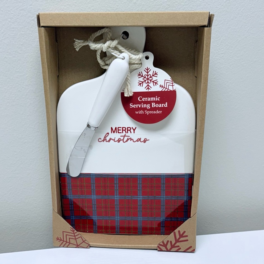 3 for $15 SALE Holiday Ceramic “Merry Christmas” Serving Board with Spreader